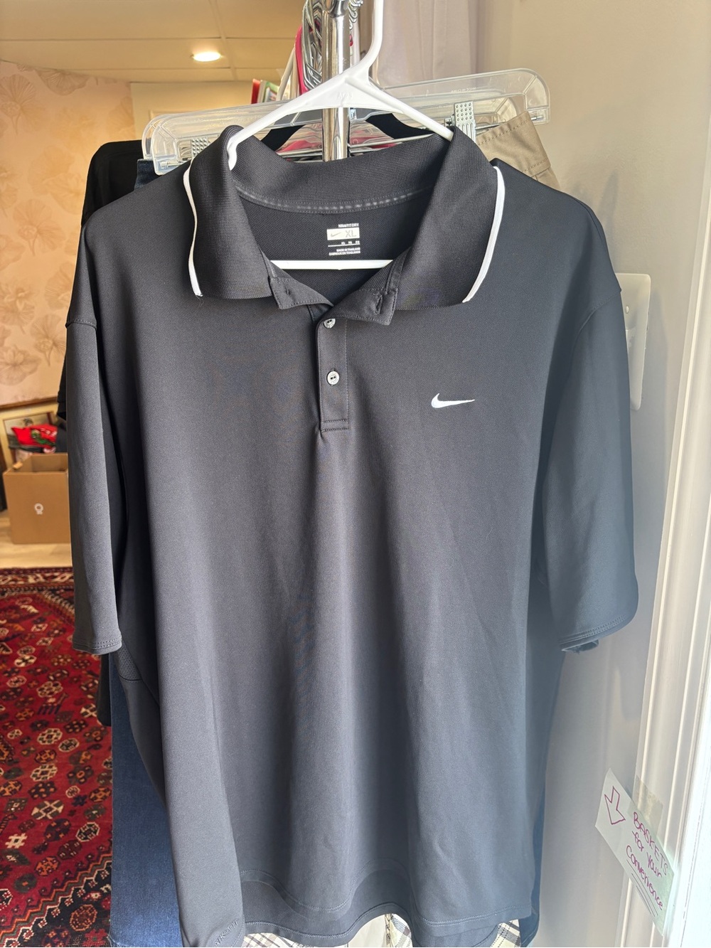 Nike Black Polo with White Contrast Piping